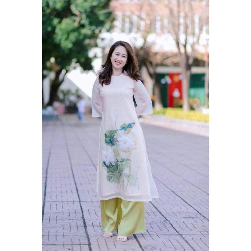 Ao Dai White Lotus